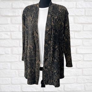 Andrea Jovine Vintage Animal Print Open Front Wool Cardigan Coat